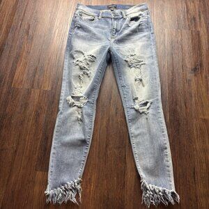 Judy Blue Skinny Fit Jeans Distressed Light Wash Frayed Hem Women’s Size 11/30